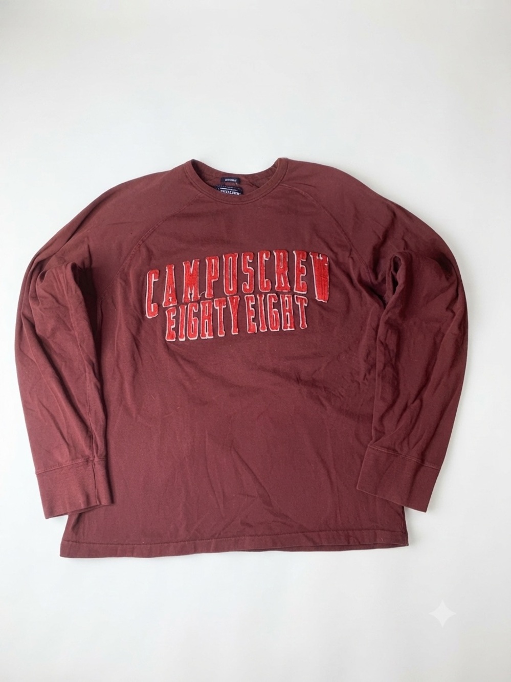 Vintage Campus Crew Eighty Eight Long Sleeve Graphic Tee Maroon Burgundy XL